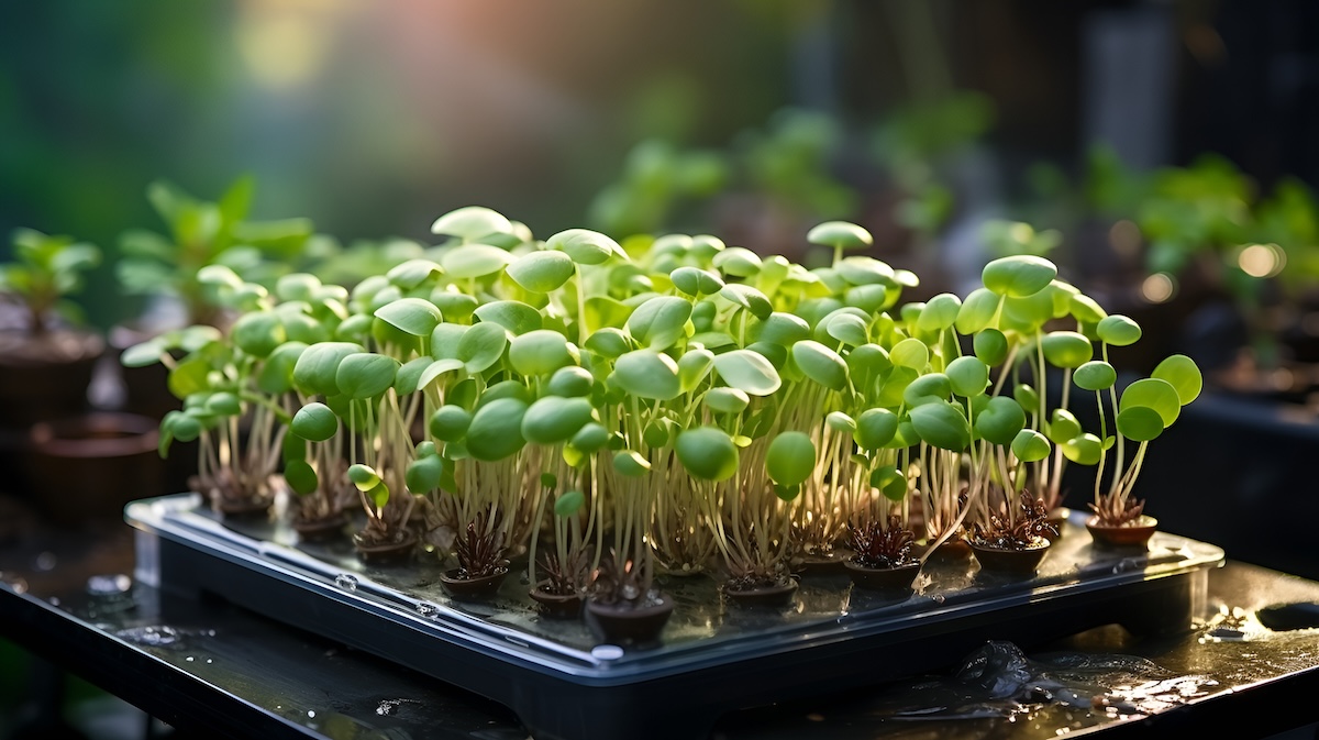 Plants de brocoli micropousses en culture professionnelle